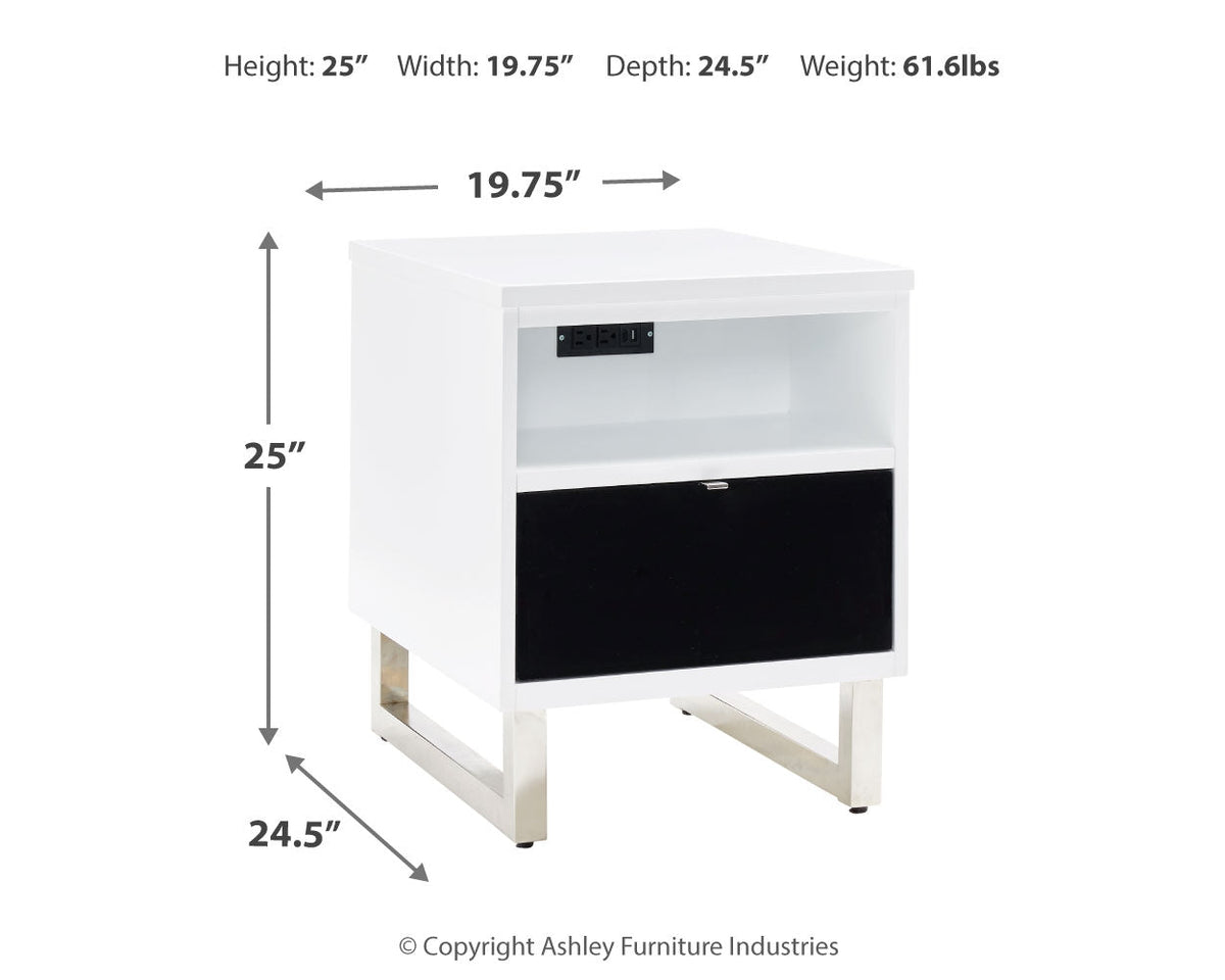 Gardoni White/Black Coffee Table and 2 Chairside End Tables by Ashley at Eve Furniture