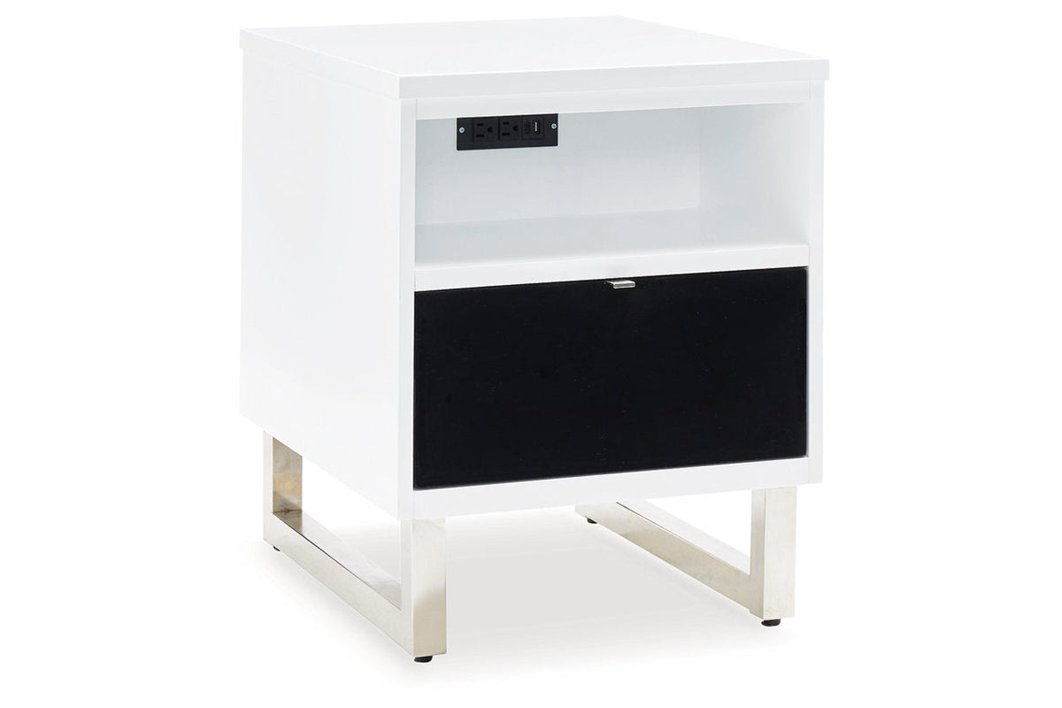 Gardoni White/Black Coffee Table and 2 Chairside End Tables by Ashley at Eve Furniture