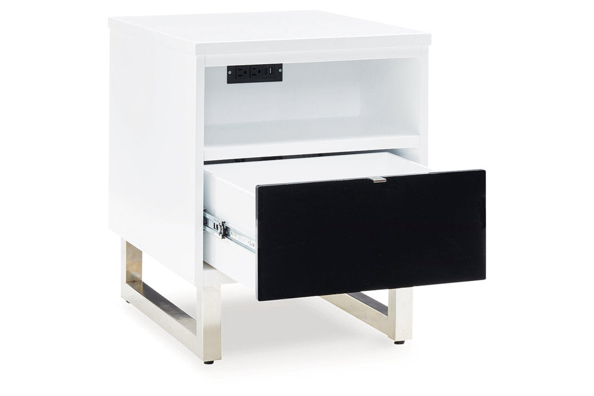 Gardoni White/Black Coffee Table and 2 Chairside End Tables by Ashley at Eve Furniture