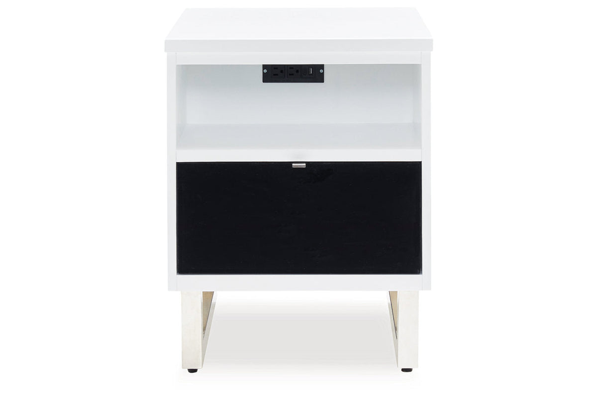 Gardoni White/Black Coffee Table and 2 Chairside End Tables by Ashley at Eve Furniture