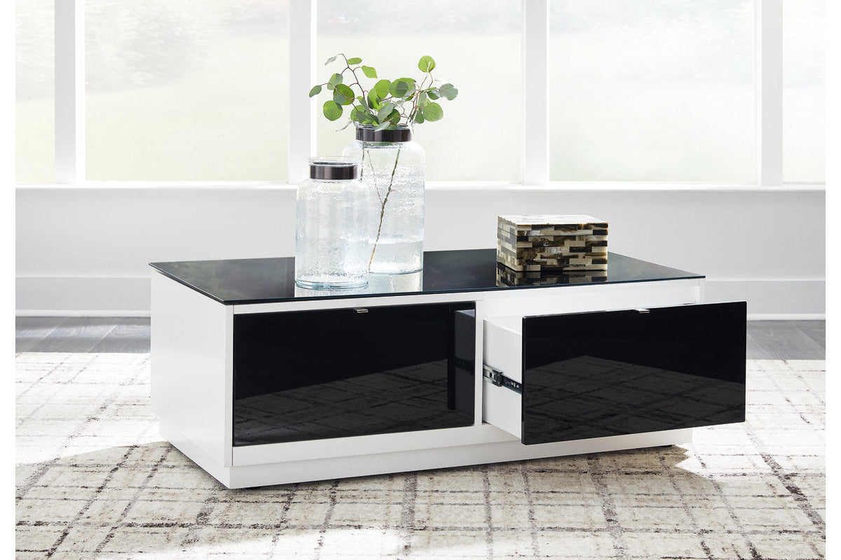 Gardoni White/Black Coffee Table and 2 End Tables by Ashley at Eve Furniture