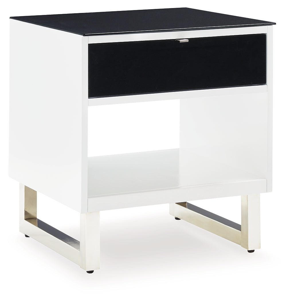Gardoni White/Black Coffee Table and 2 End Tables by Ashley at Eve Furniture