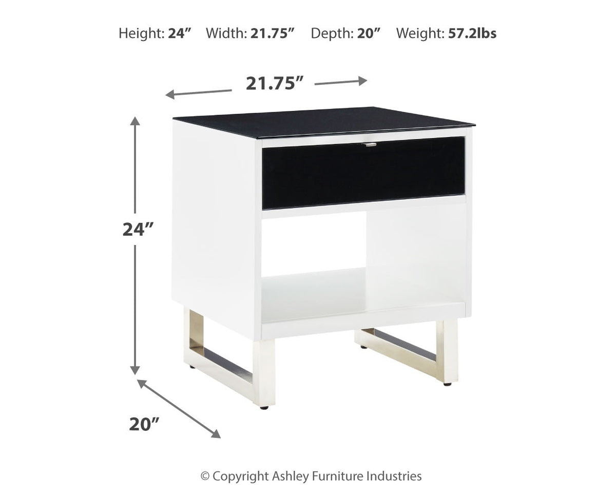 Gardoni White/Black Coffee Table and 2 End Tables by Ashley at Eve Furniture