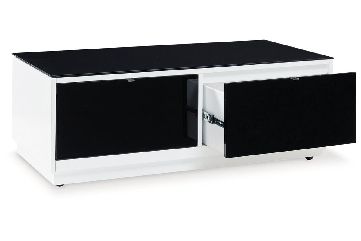 Gardoni White/Black Coffee Table and 2 End Tables by Ashley at Eve Furniture