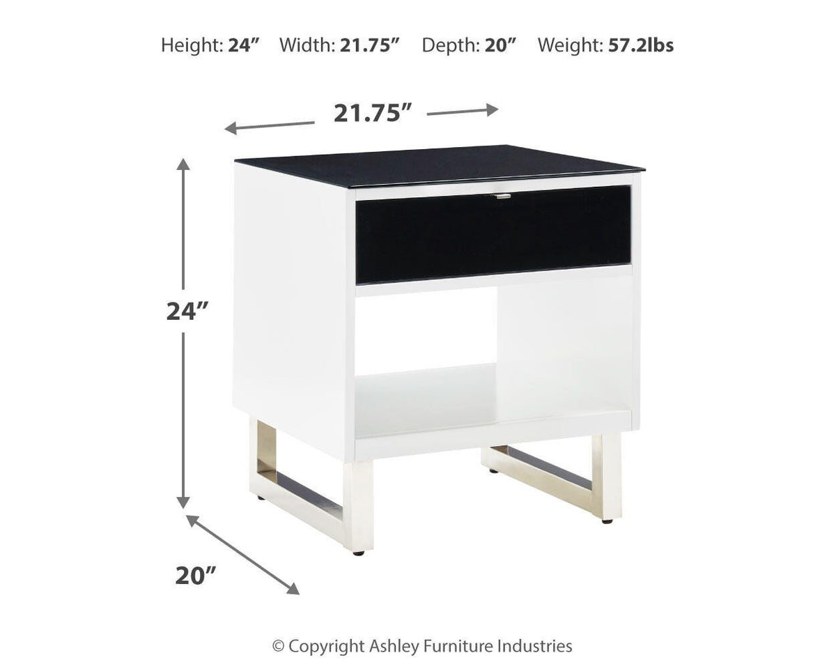 Gardoni White/Black Coffee Table and 2 End Tables by Ashley at Eve Furniture