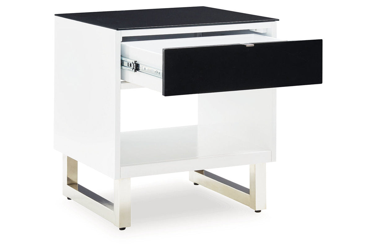 Gardoni White/Black Coffee Table and 2 End Tables by Ashley at Eve Furniture