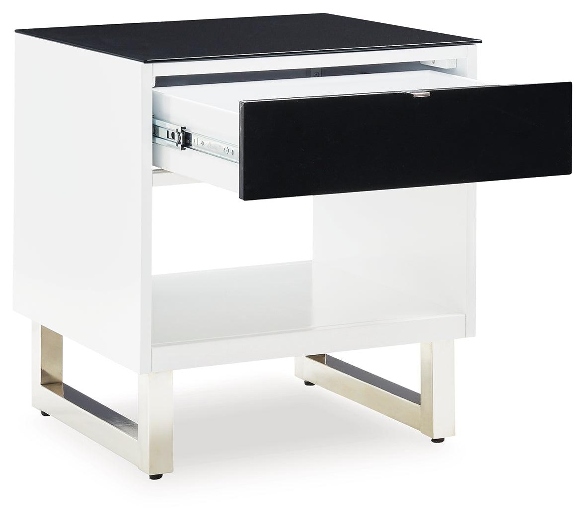 Gardoni White/Black End Table by Ashley at Eve Furniture