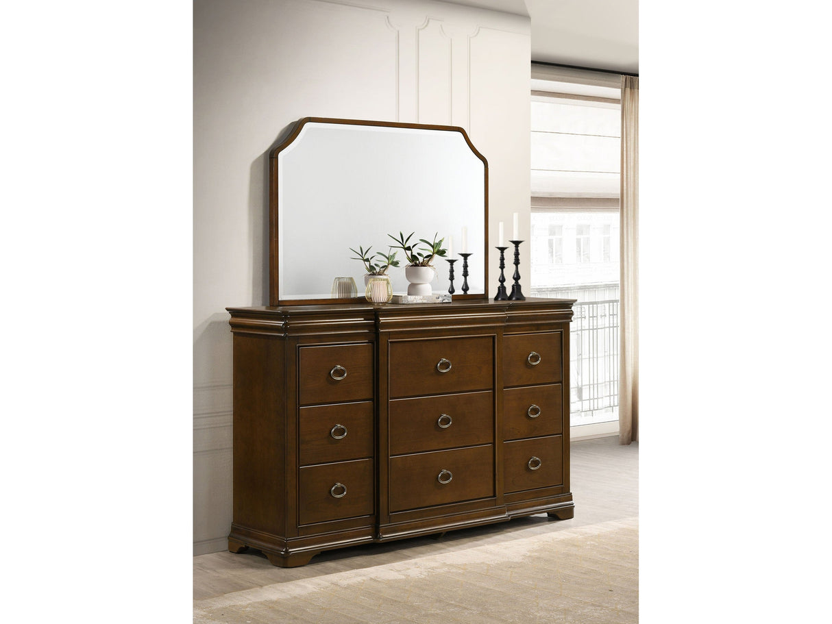 Garland Brown Cherry 11-drawer Bedroom Dresser with Mirror by Coaster at Eve Furniture