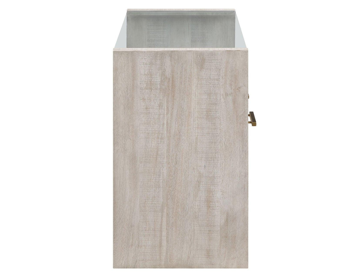 Garland Glass Top Sofa Table, Washed Parchment Finish by Steve Silver at Eve Furniture