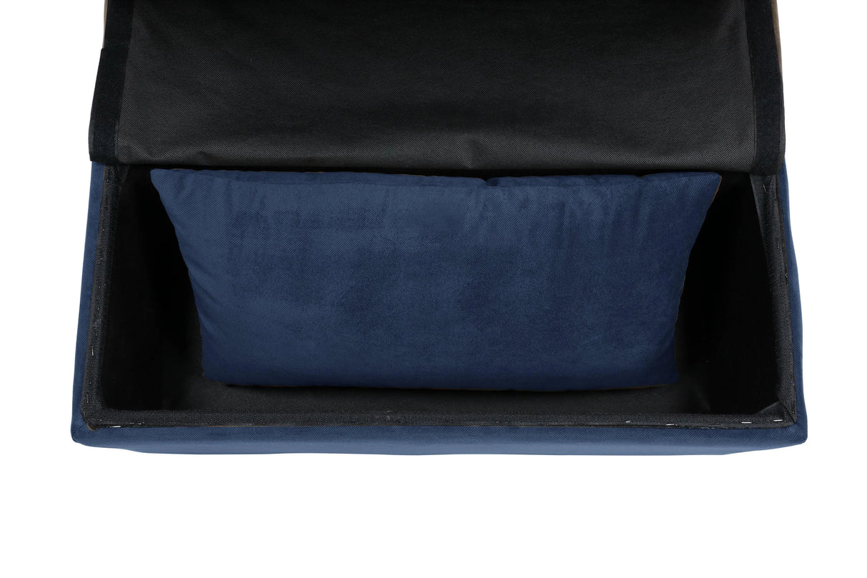 Garrell Blue Velvet Lift Top Storage Bench with Pull-out Bed by Homelegance at Eve Furniture