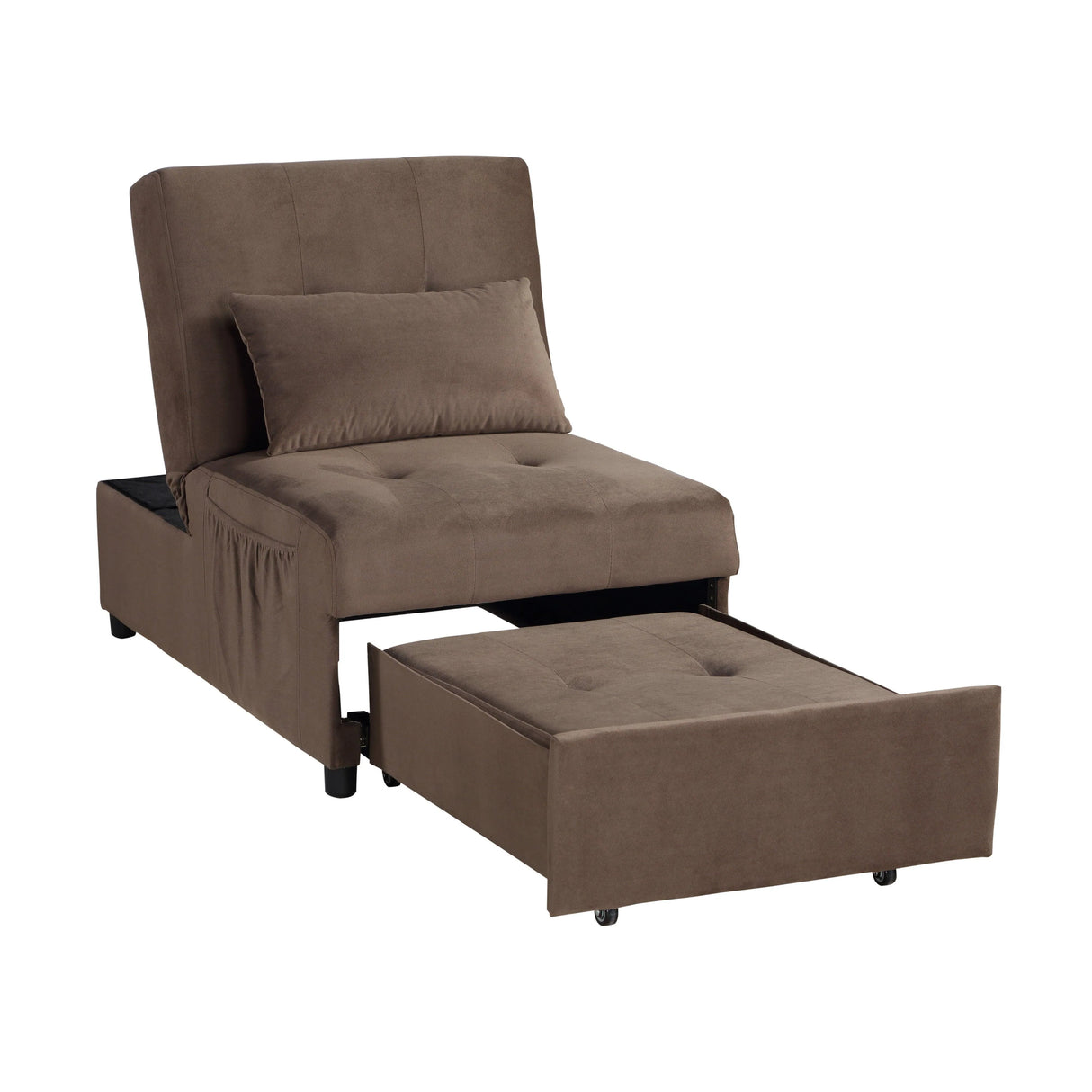 Garrell Brown Velvet Lift Top Storage Bench with Pull-out Bed by Homelegance at Eve Furniture