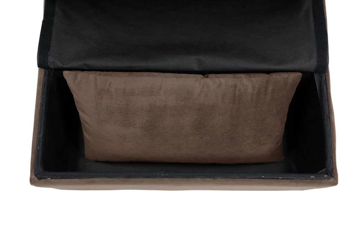 Garrell Brown Velvet Lift Top Storage Bench with Pull-out Bed by Homelegance at Eve Furniture