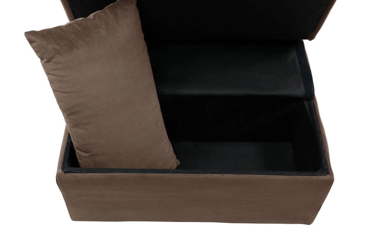 Garrell Brown Velvet Lift Top Storage Bench with Pull-out Bed by Homelegance at Eve Furniture