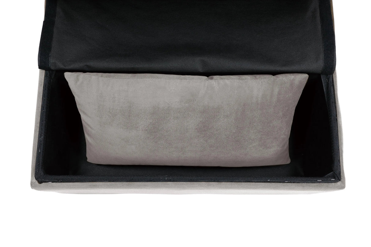Garrell Brownish Gray Velvet Lift Top Storage Bench with Pull-out Bed by Homelegance at Eve Furniture