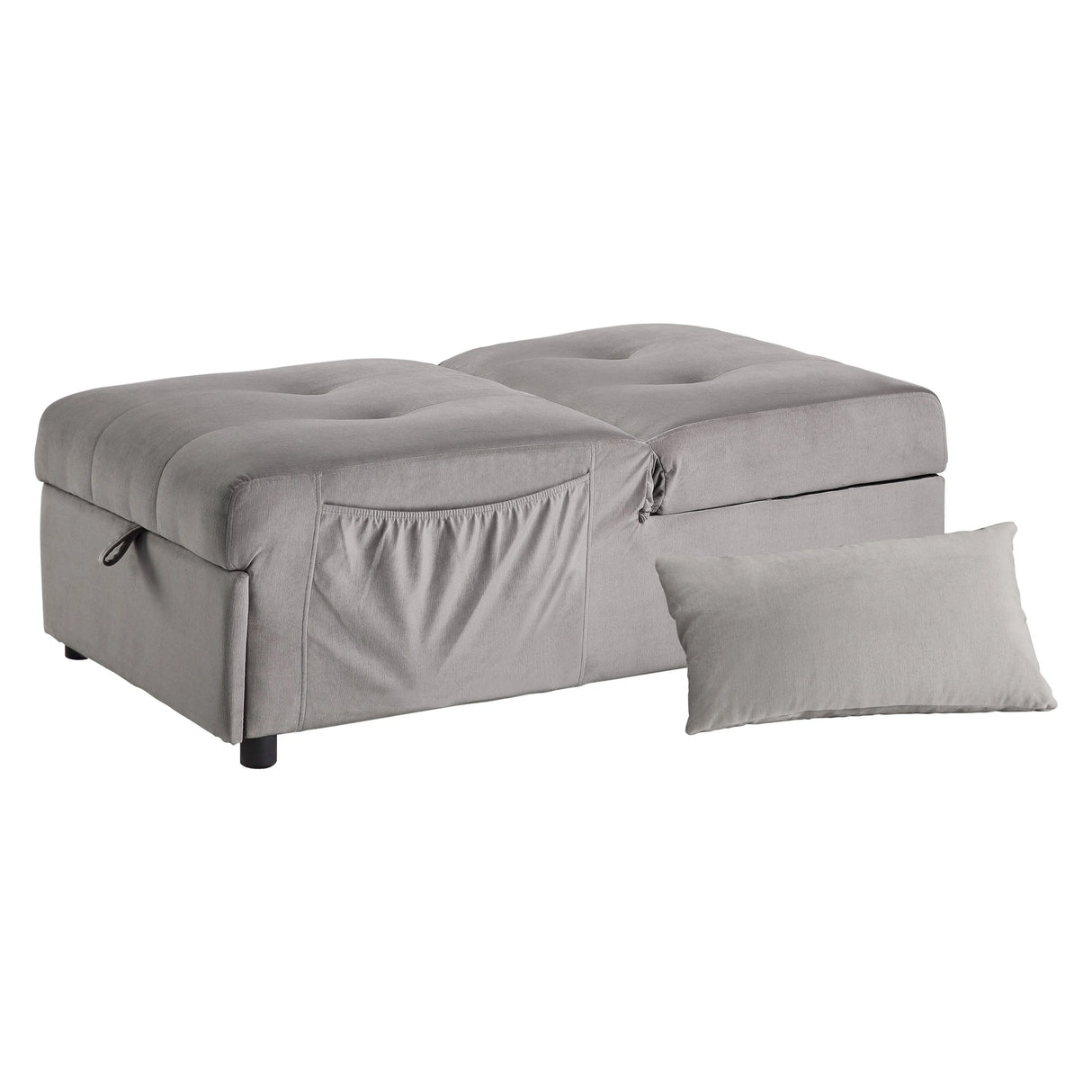Garrell Brownish Gray Velvet Lift Top Storage Bench with Pull-out Bed by Homelegance at Eve Furniture