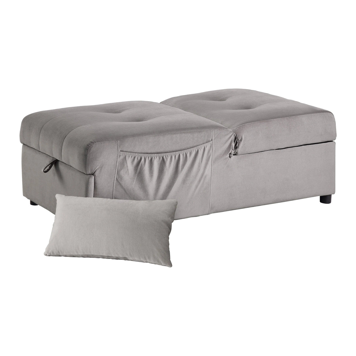 Garrell Brownish Gray Velvet Lift Top Storage Bench with Pull-out Bed by Homelegance at Eve Furniture