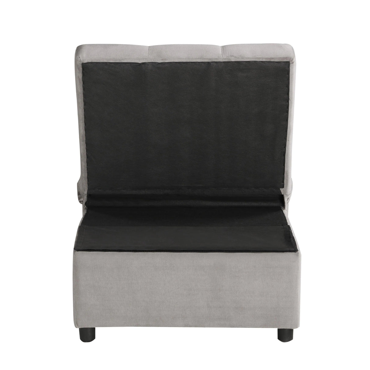 Garrell Brownish Gray Velvet Lift Top Storage Bench with Pull-out Bed by Homelegance at Eve Furniture