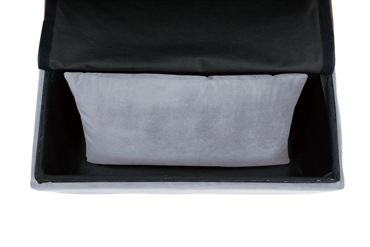 Garrell Gray Velvet Lift Top Storage Bench with Pull-out Bed by Homelegance at Eve Furniture