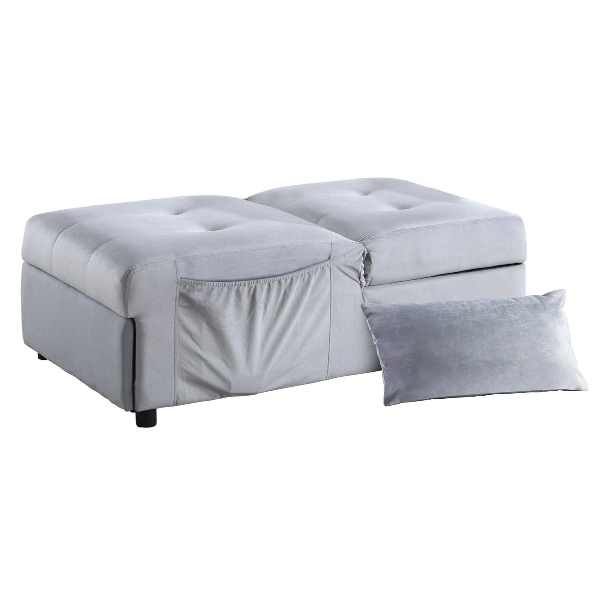 Garrell Gray Velvet Lift Top Storage Bench with Pull-out Bed by Homelegance at Eve Furniture