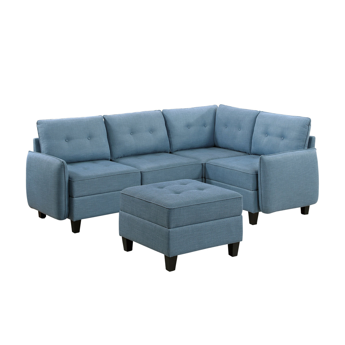 Garren Blue 5-Piece Sectional with Storage and Ottoman by Homelegance at Eve Furniture