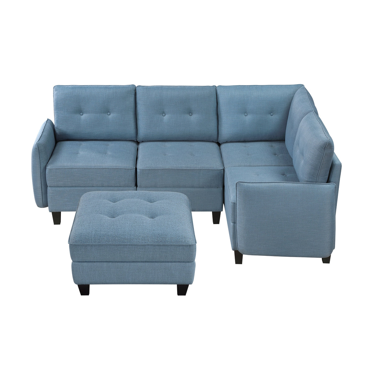 Garren Blue 5-Piece Sectional with Storage and Ottoman by Homelegance at Eve Furniture