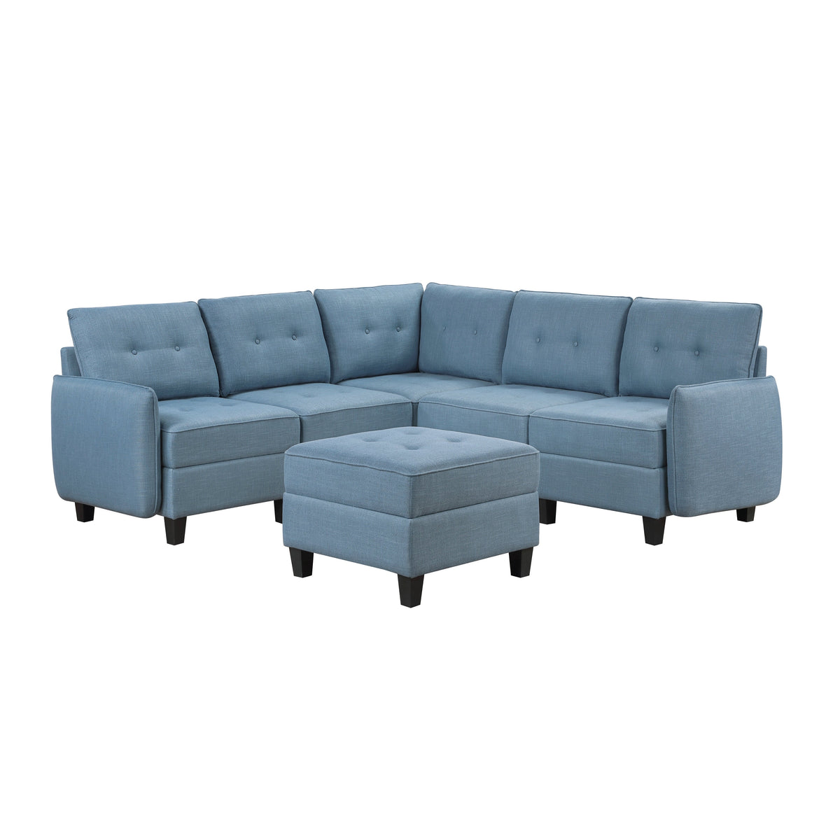 Garren Blue 6-Piece Sectional with Storage and Ottoman by Homelegance at Eve Furniture