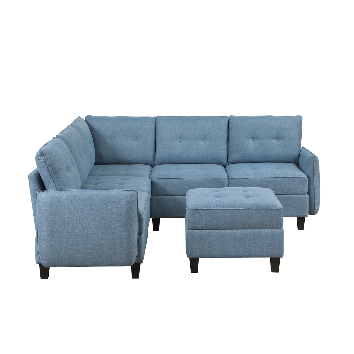 Garren Blue 6-Piece Sectional with Storage and Ottoman by Homelegance at Eve Furniture