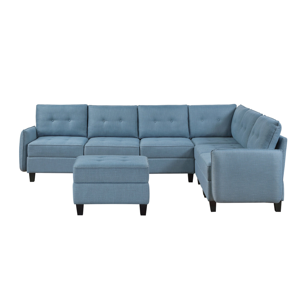 Garren Blue 7-Piece Sectional with Storage and Ottoman by Homelegance at Eve Furniture