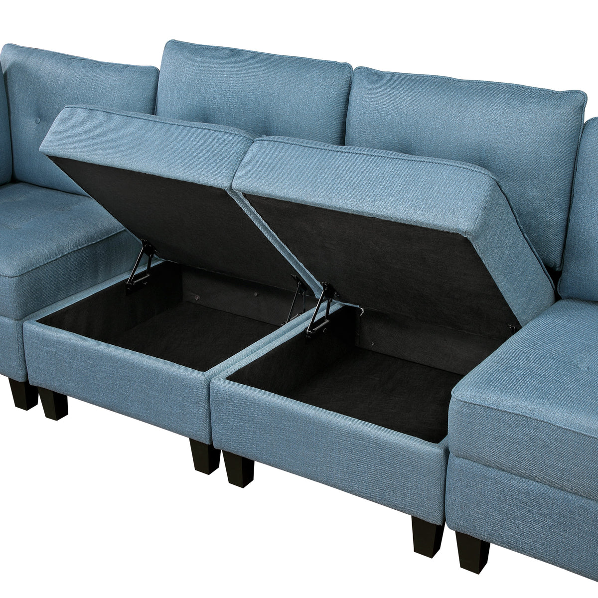 Garren Blue 7-Piece Sectional with Storage and Two Ottomans by Homelegance at Eve Furniture