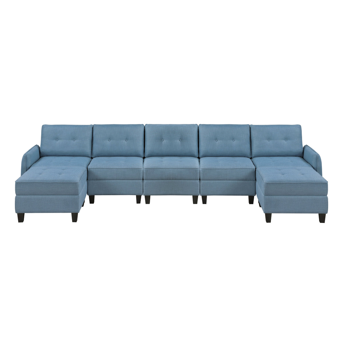 Garren Blue 7-Piece Sectional with Storage and Two Ottomans by Homelegance at Eve Furniture