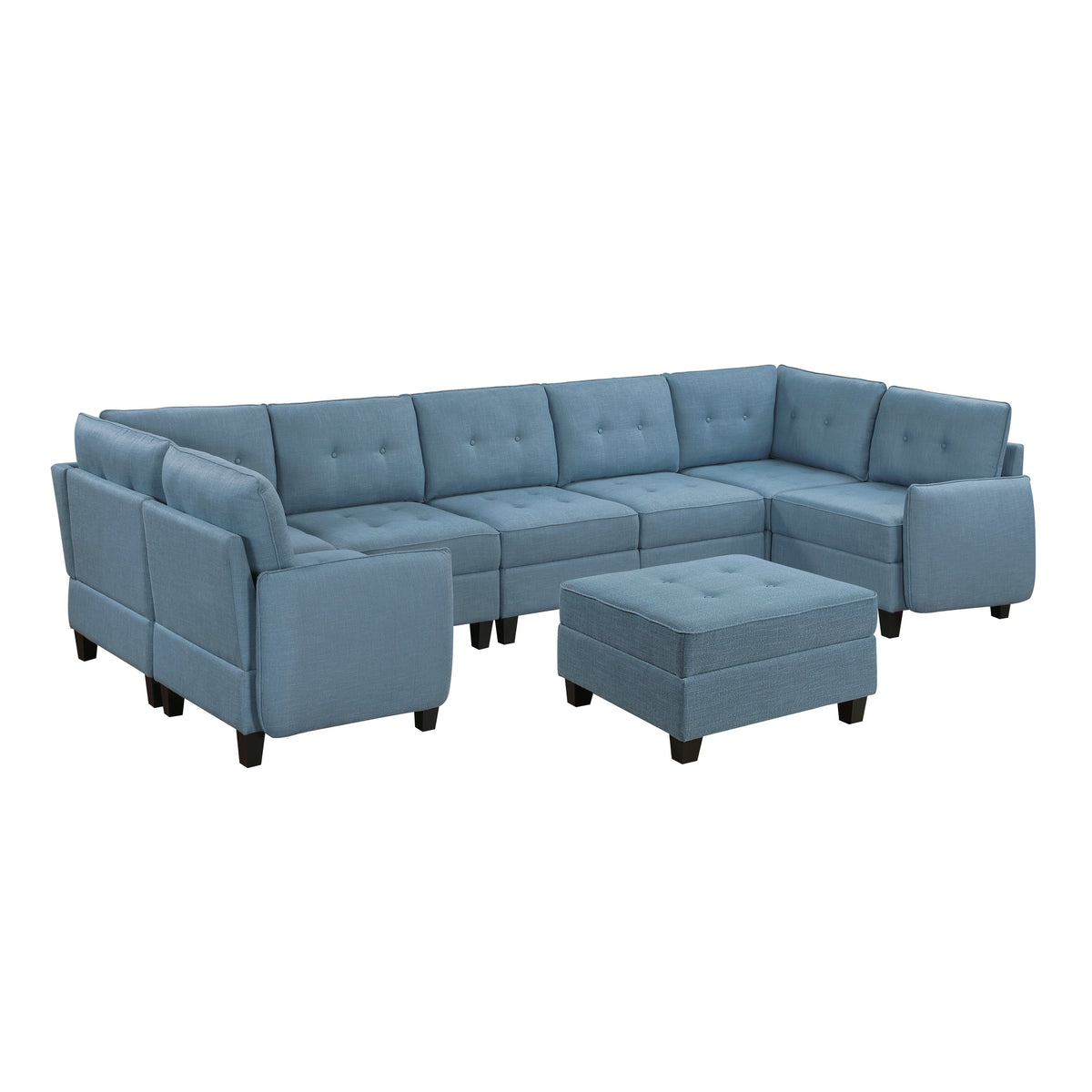 Garren Blue 8-Piece Sectional with Storage and Ottoman by Homelegance at Eve Furniture