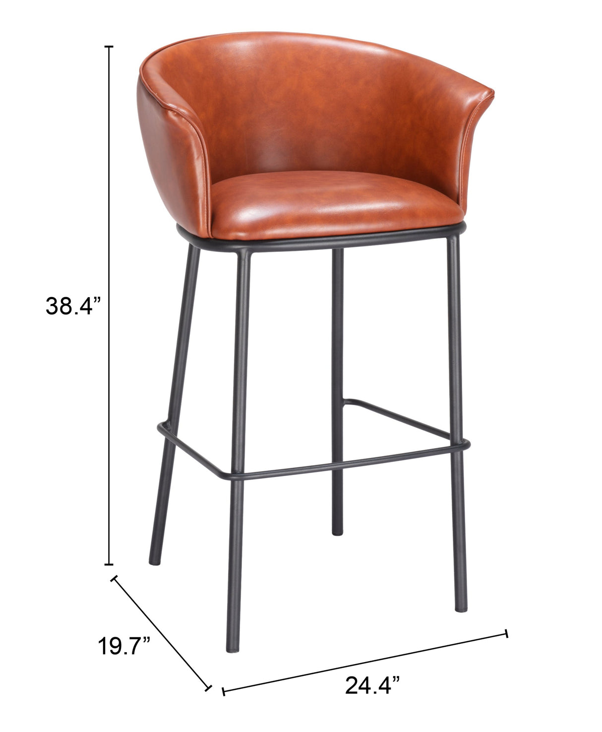 Garston Brown Barstool by Zuomod at Eve Furniture