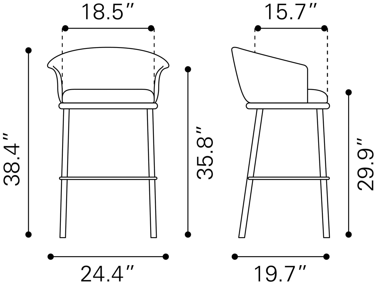 Garston Brown Barstool by Zuomod at Eve Furniture