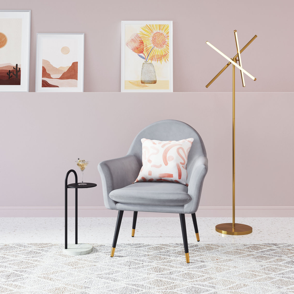 Garza Brass Floor Lamp by Zuomod at Eve Furniture