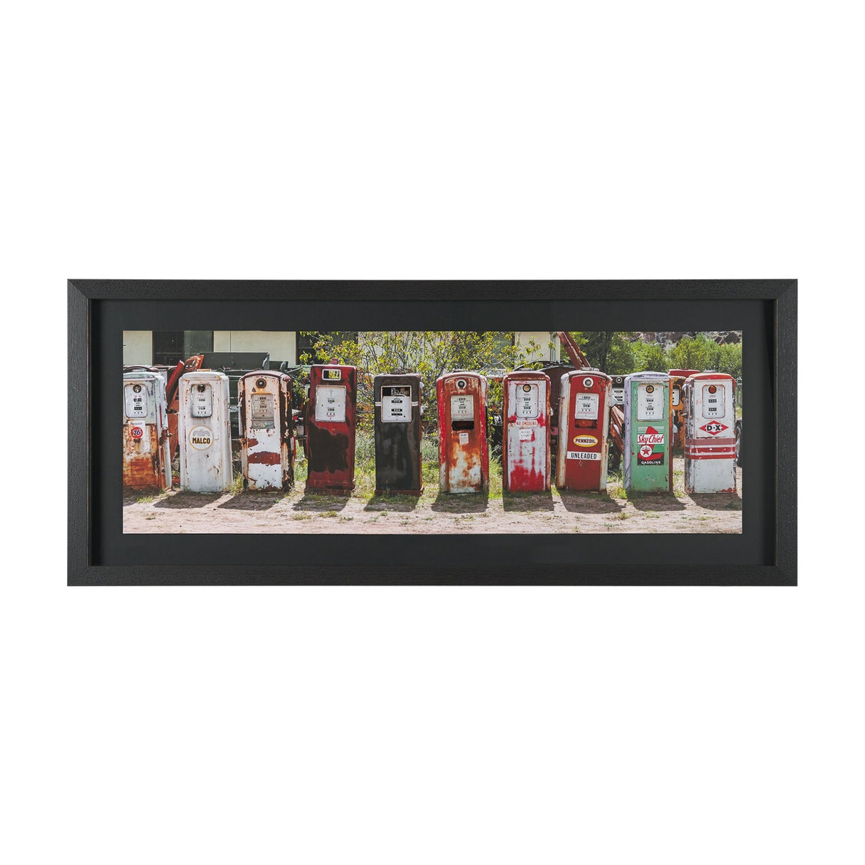 Gas Pumps by Richard Silver Hand Embelished Framed Art Print Matted under Glass by Mercana at Eve Furniture