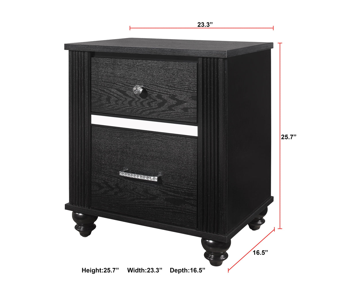Gaston Black Nightstand by Crown Mark at Eve Furniture