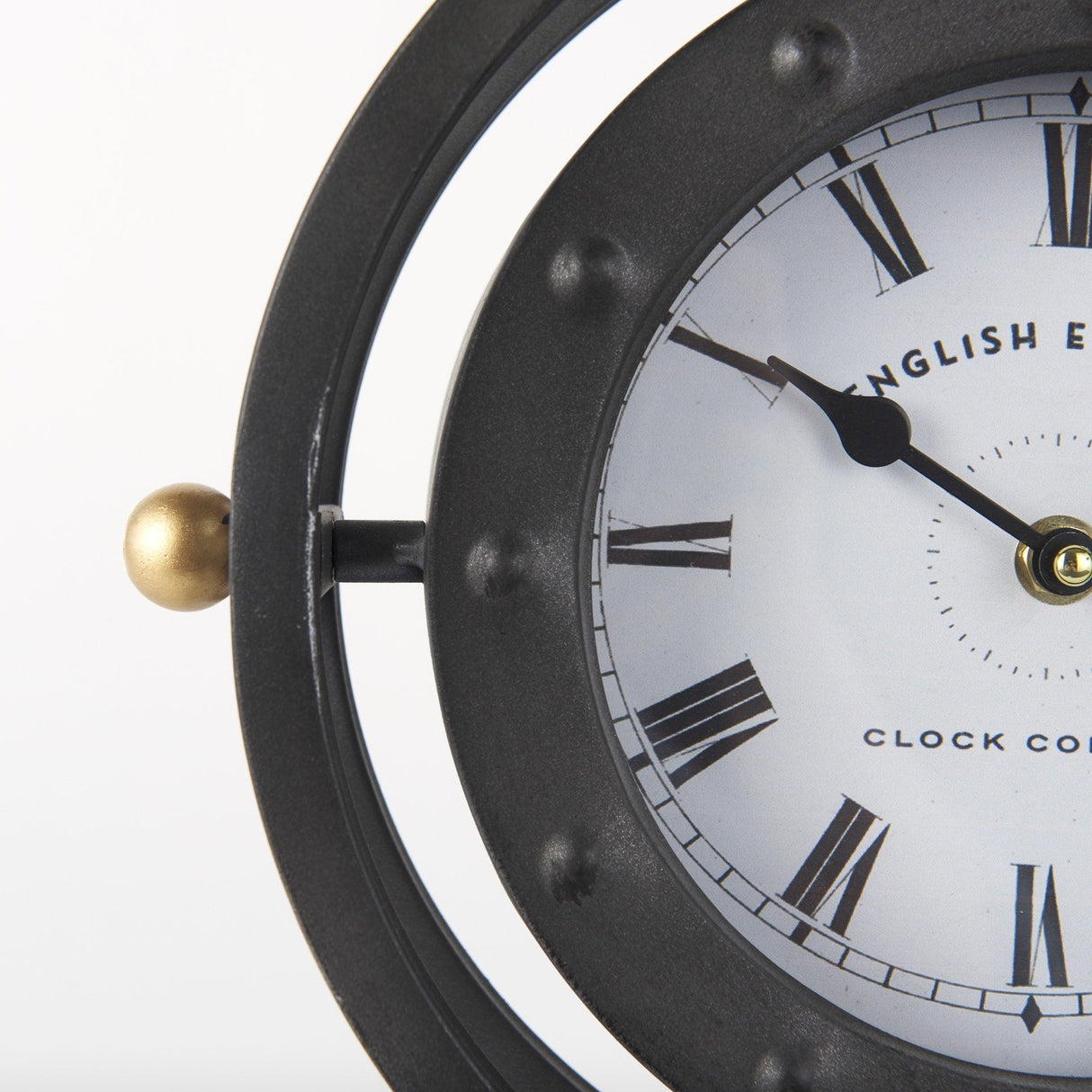 Gaston Gray Metal Circular Table Clock by Mercana at Eve Furniture