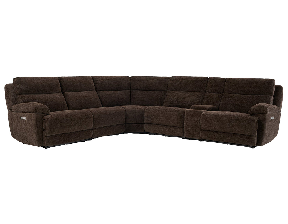 Gatlin Dual-Power Brown Fabric 6-Piece Modular Reclining Sectional by Steve Silver at Eve Furniture