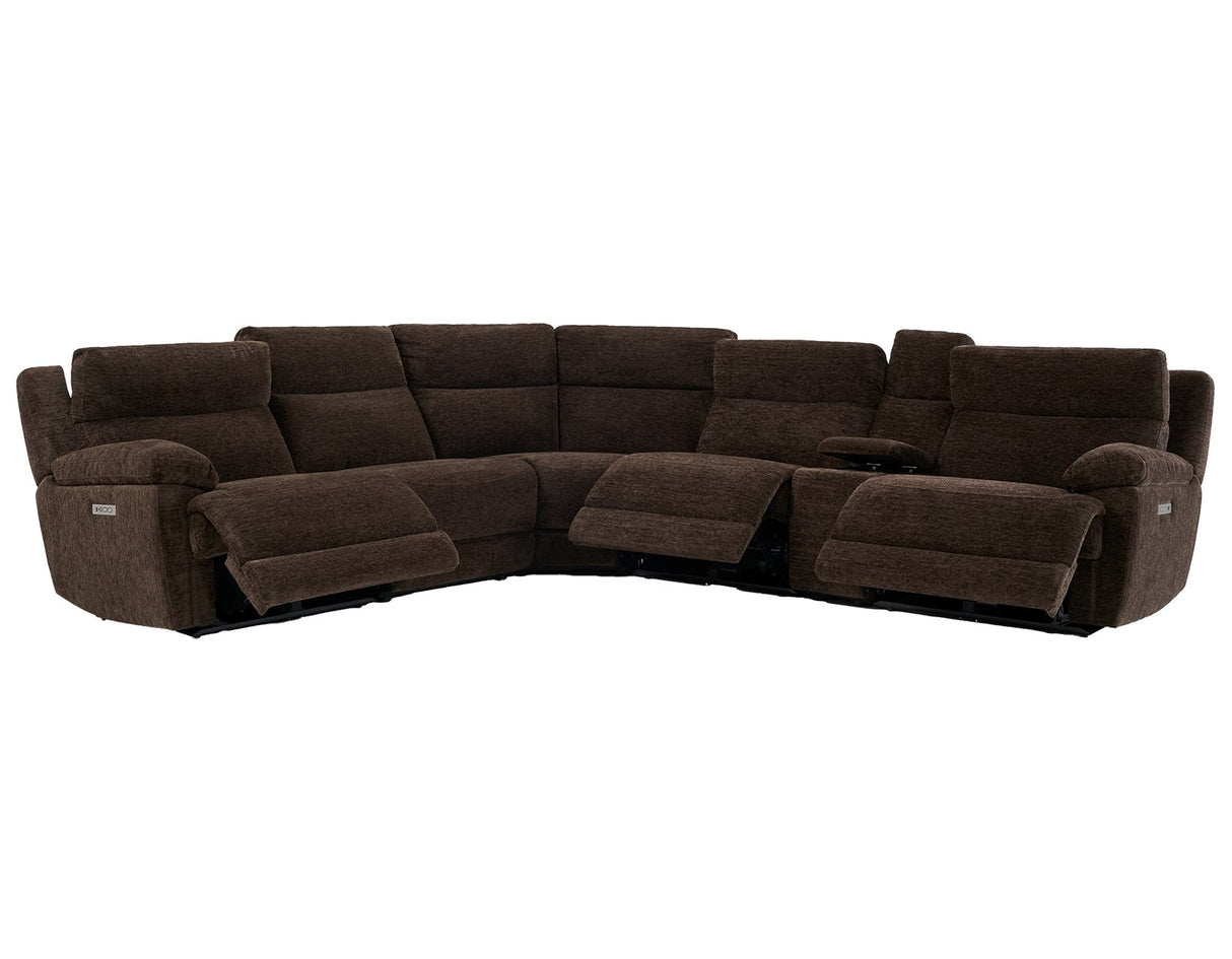 Gatlin Dual-Power Brown Fabric 6-Piece Modular Reclining Sectional by Steve Silver at Eve Furniture