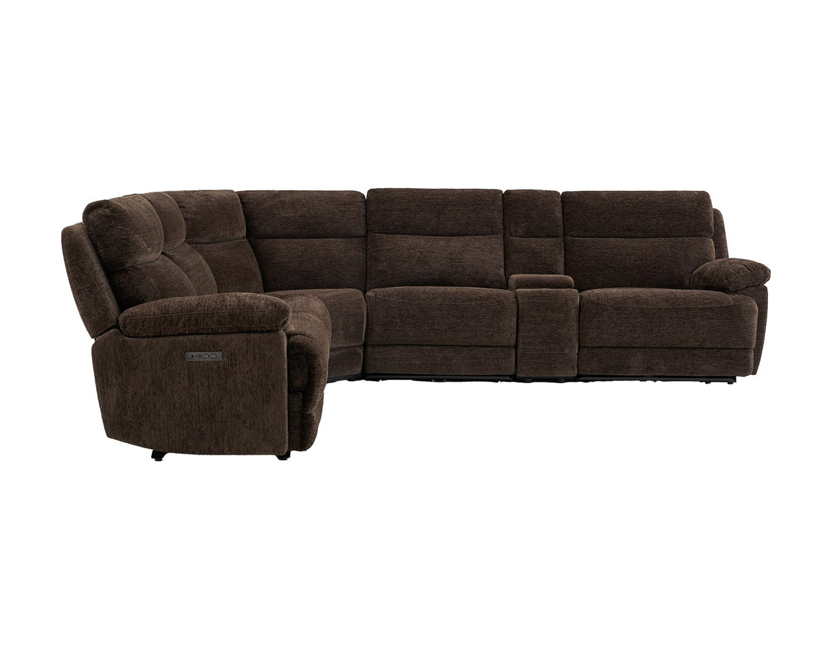 Gatlin Dual-Power Brown Fabric 6-Piece Modular Reclining Sectional by Steve Silver at Eve Furniture