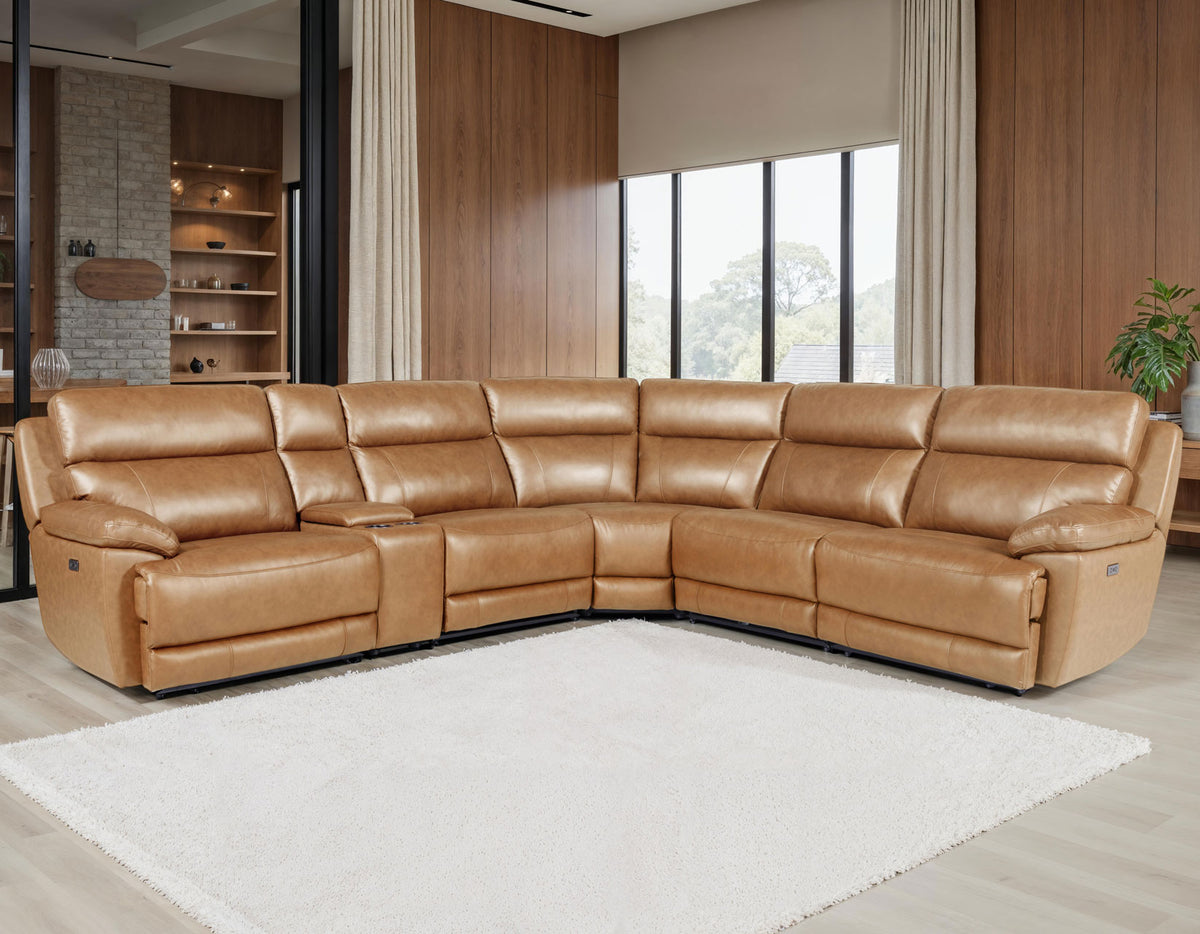 Gatlin Dual-Power Leather 6-Piece Modular Reclining Sectional by Steve Silver at Eve Furniture