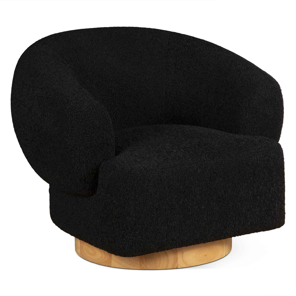 Gatsby Estelle 35" Swivel Accent Chair in Midnight Boucle Fabric by Home Trends & Design at Eve Furniture
