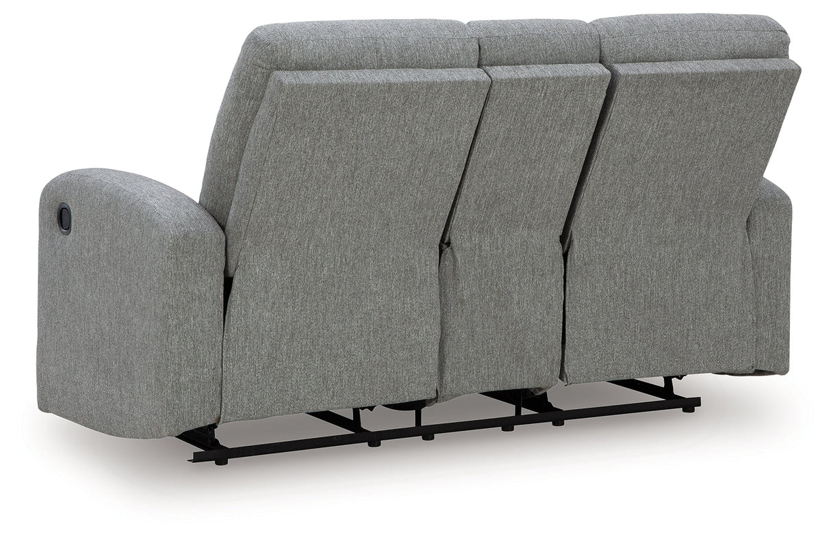 Gauntlet Sterling Manual Reclining Loveseat with Console by Ashley at Eve Furniture