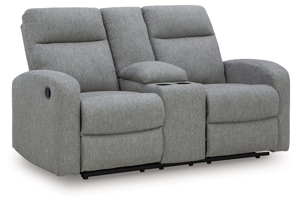 Gauntlet Sterling Manual Reclining Loveseat with Console by Ashley at Eve Furniture