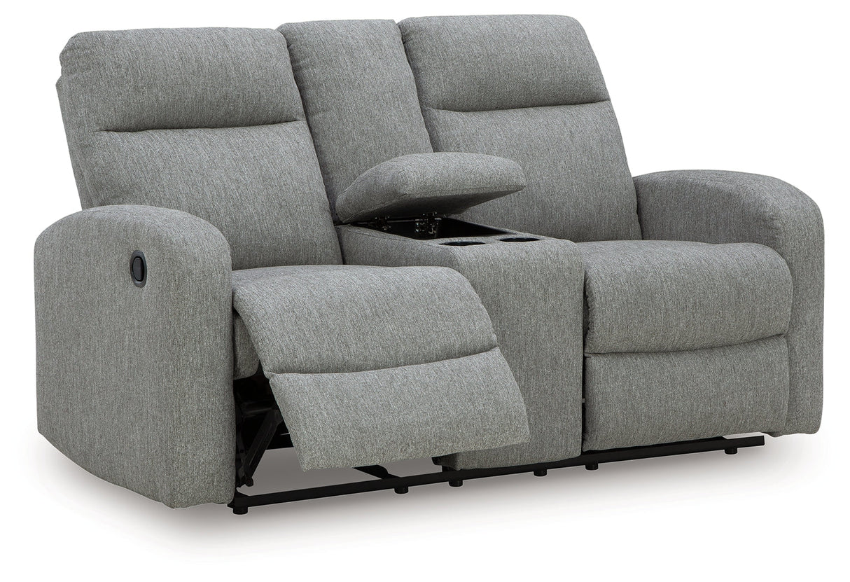 Gauntlet Sterling Manual Reclining Loveseat with Console by Ashley at Eve Furniture