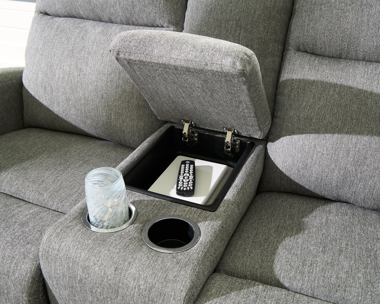 Gauntlet Sterling Manual Reclining Loveseat with Console by Ashley at Eve Furniture