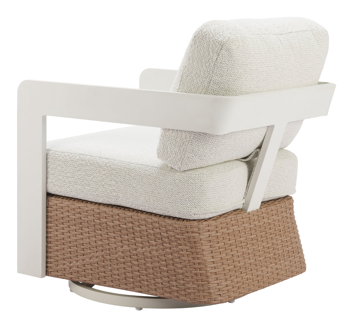 Gelo White & Brown Outdoor Swivel Chair by Zuomod at Eve Furniture