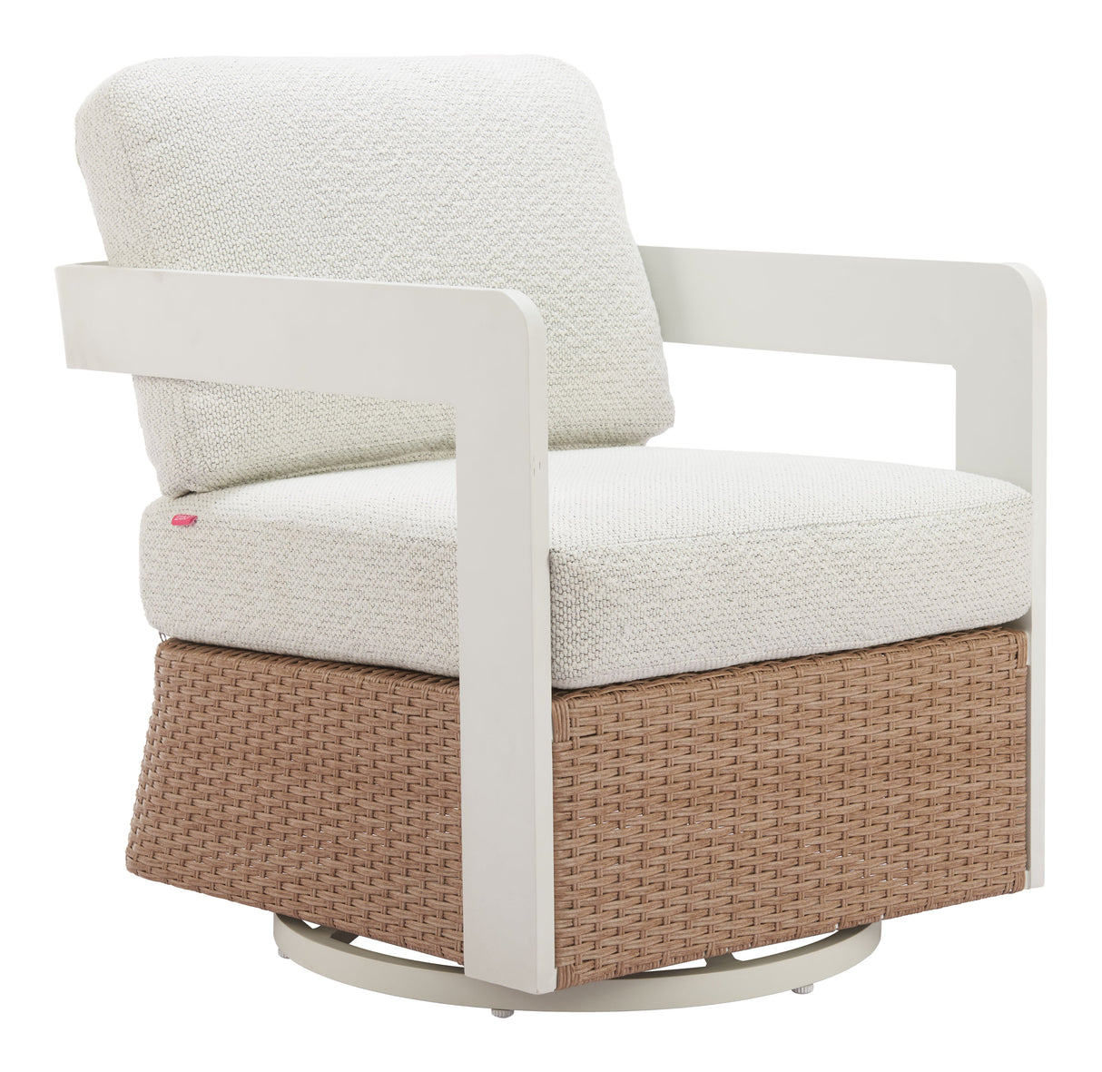 Gelo White & Brown Outdoor Swivel Chair by Zuomod at Eve Furniture