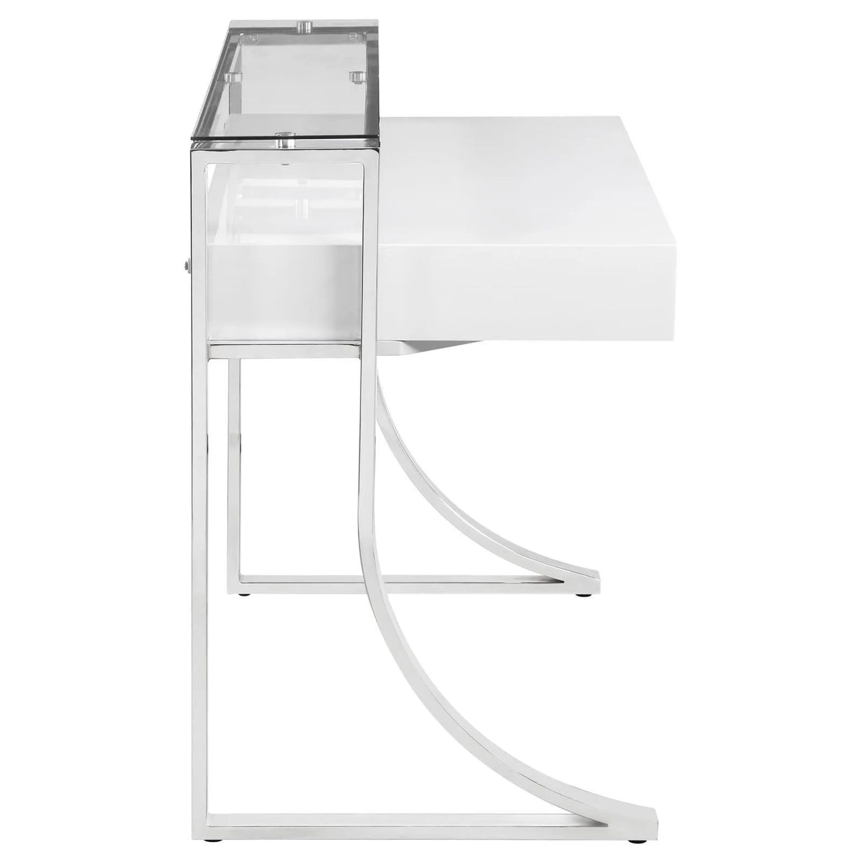 Gemma Glossy White/Chrome 2-Drawer Writing Desk by Coaster at Eve Furniture