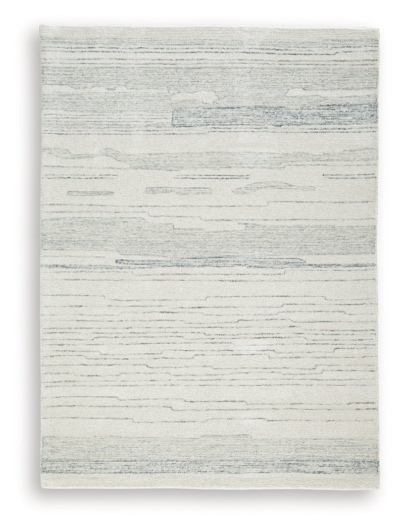Genemost Ivory/Blue Medium Rug by Ashley at Eve Furniture